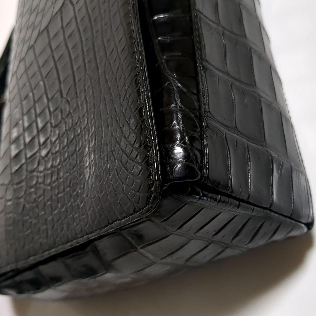 ✨美品✨JRA内タグ クロコダイル ショルダーバッグ センター取り ブラック