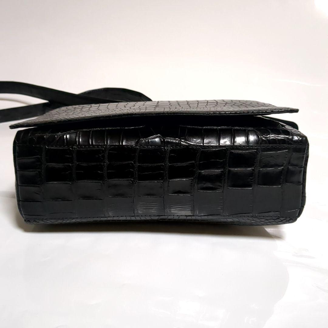 ✨美品✨JRA内タグ クロコダイル ショルダーバッグ センター取り ブラック