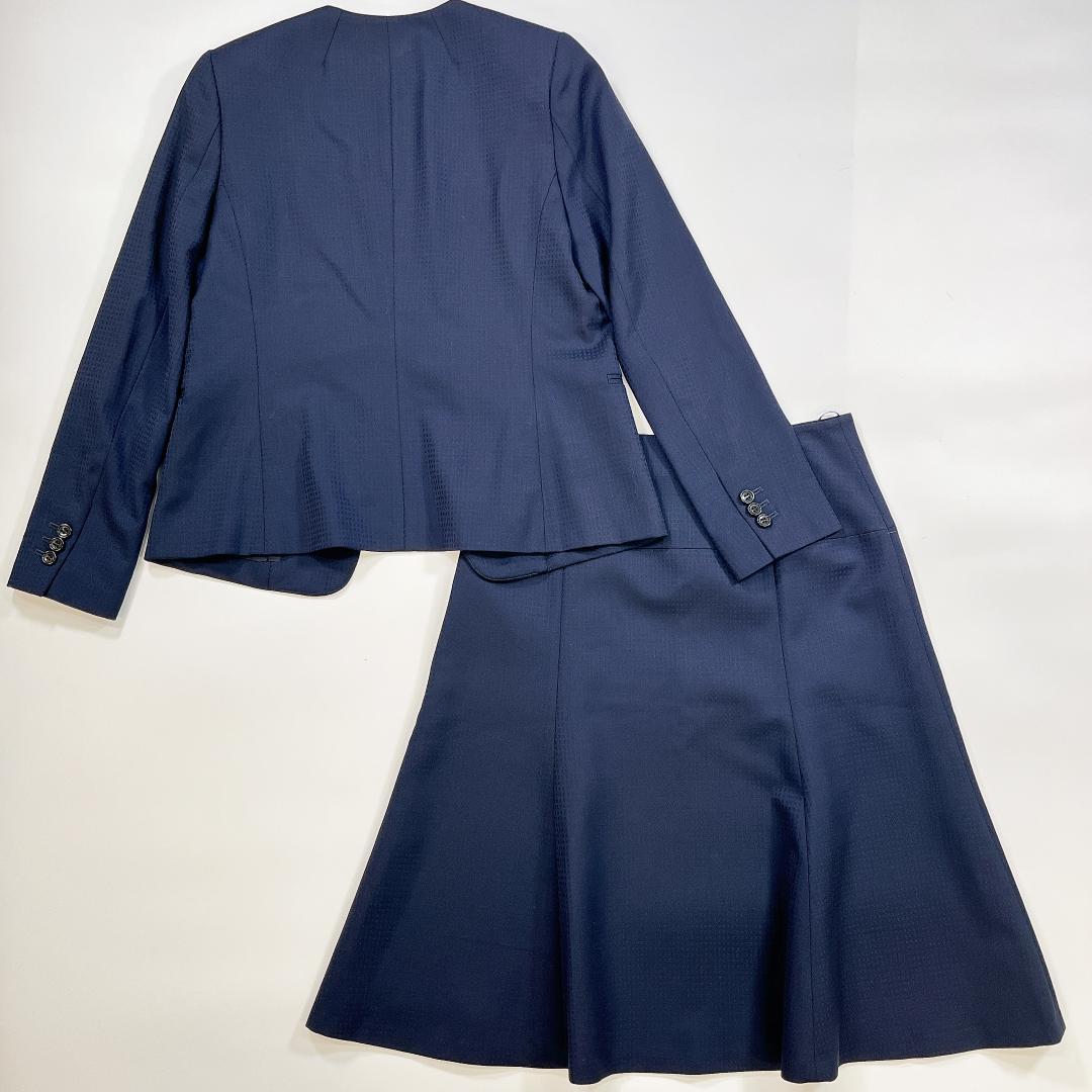 美品 theory luxe スーツ ネイビー 40 L ノーカラー スカート