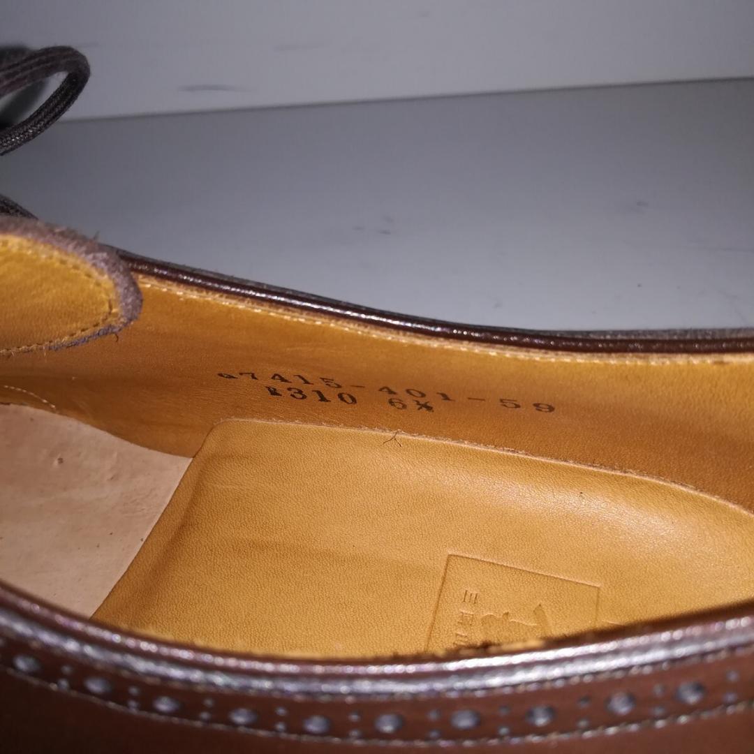 c0683 未使用に近い 値下げ不可 三陽山長 パンチドキャップトゥ 6.5 茶