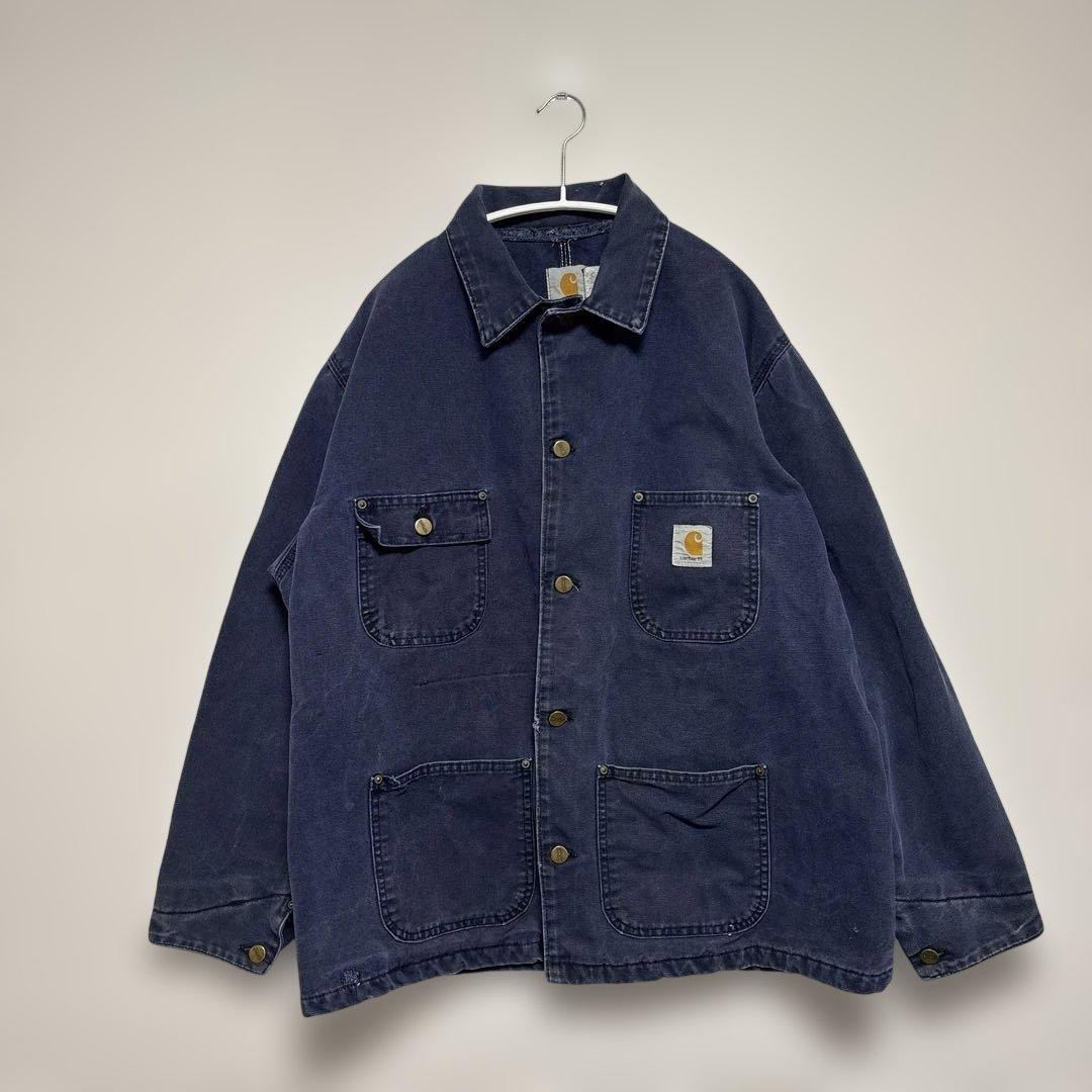 90s USA製星タグ CARHARTT チョアコート ネイビー Ｌ