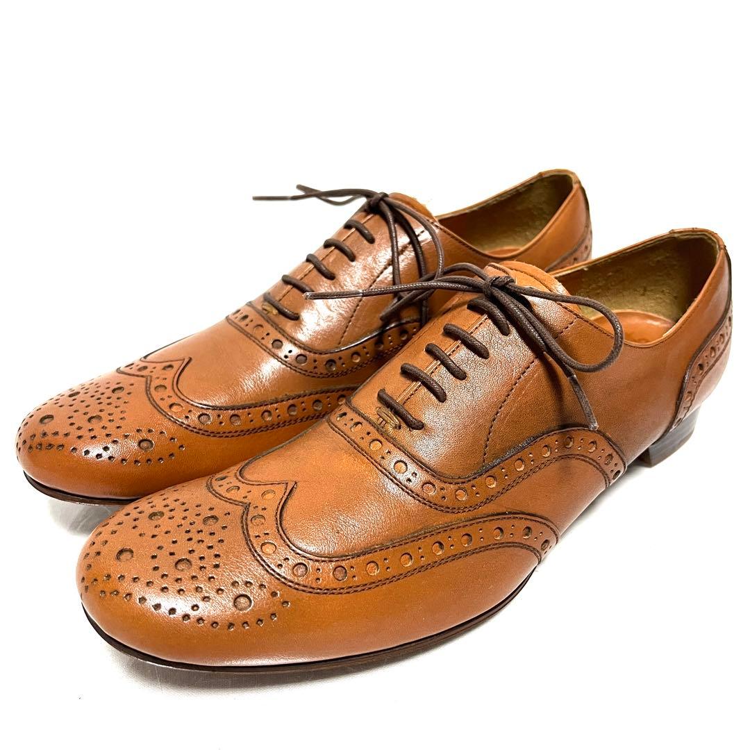 ★新品未使用★ショセ★ウィングチップ★おじ靴★22.5cm★茶　ブラウン★