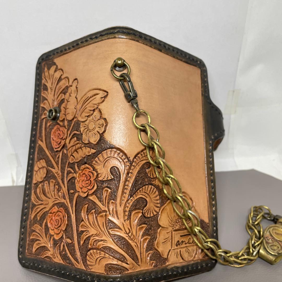 ロングウォレット　手縫い　ウォレットチェーン　ちょっとビンテージ