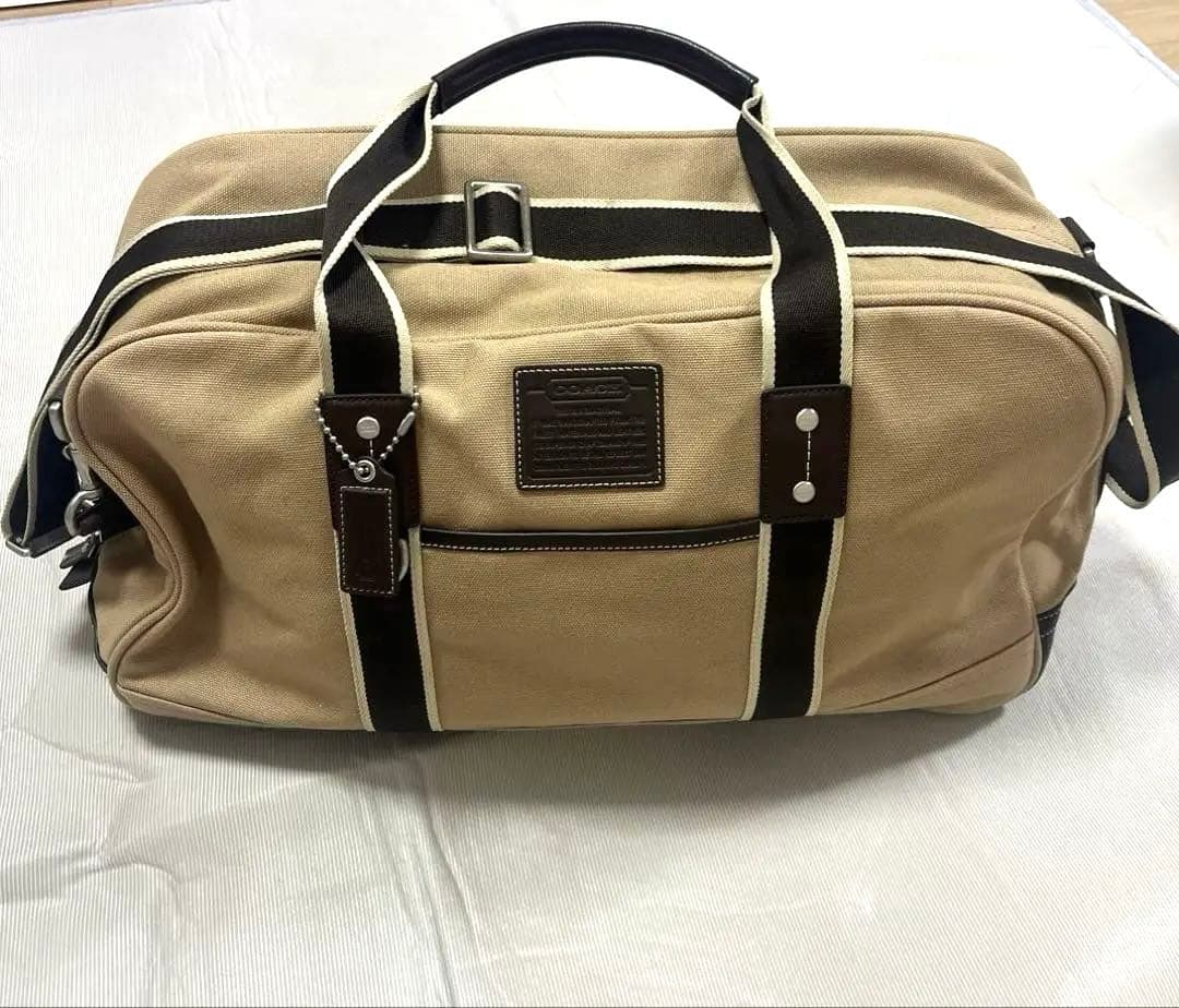 COACH【コーチ】ボストンバッグ キャンバス レザー　ベージュ 旅行