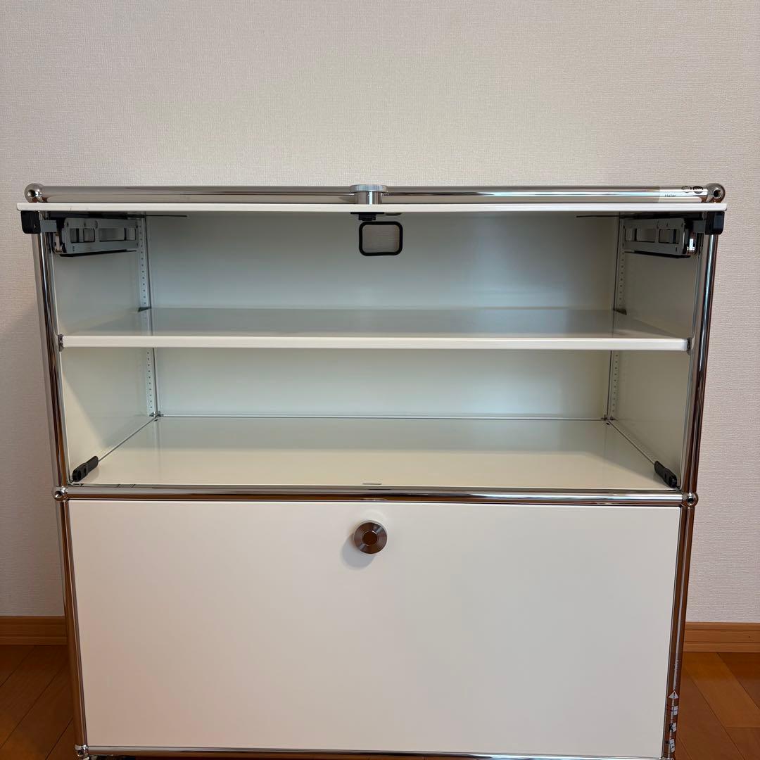 USMハラー サイドボード キャビネット フリップアップドア 引き出し ホワイト