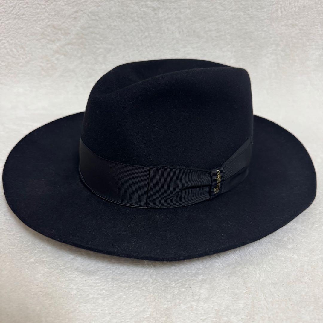 ボルサリーノ ウールハット フェルトハット 中折れ ブラック 57