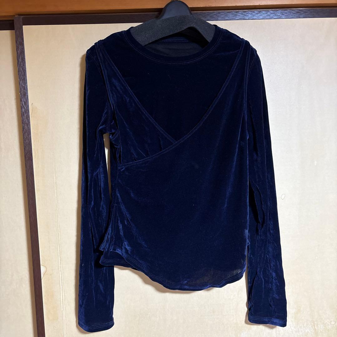 トップス CROSS LAYERED FLOCKY TULLE TOP