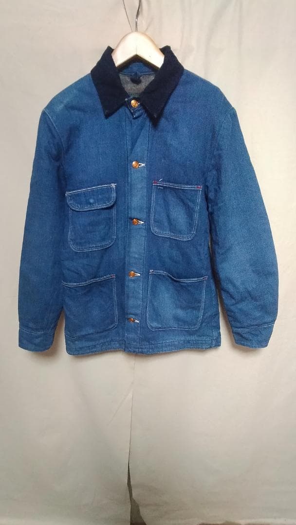 ビンテージ70年代ラングラービッグベン裏地ブランケット付きデニムカバーオール34