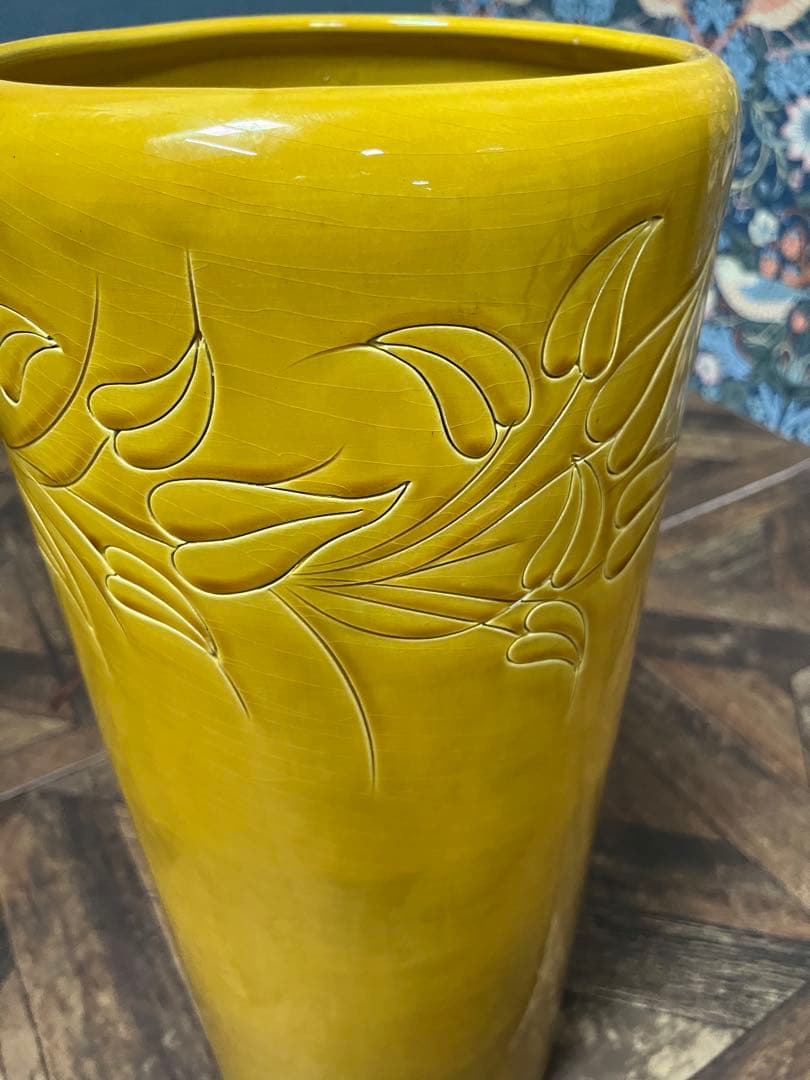 たむ ＊陶器 傘立て インテリア 昭和レトロ 黄色 玄関