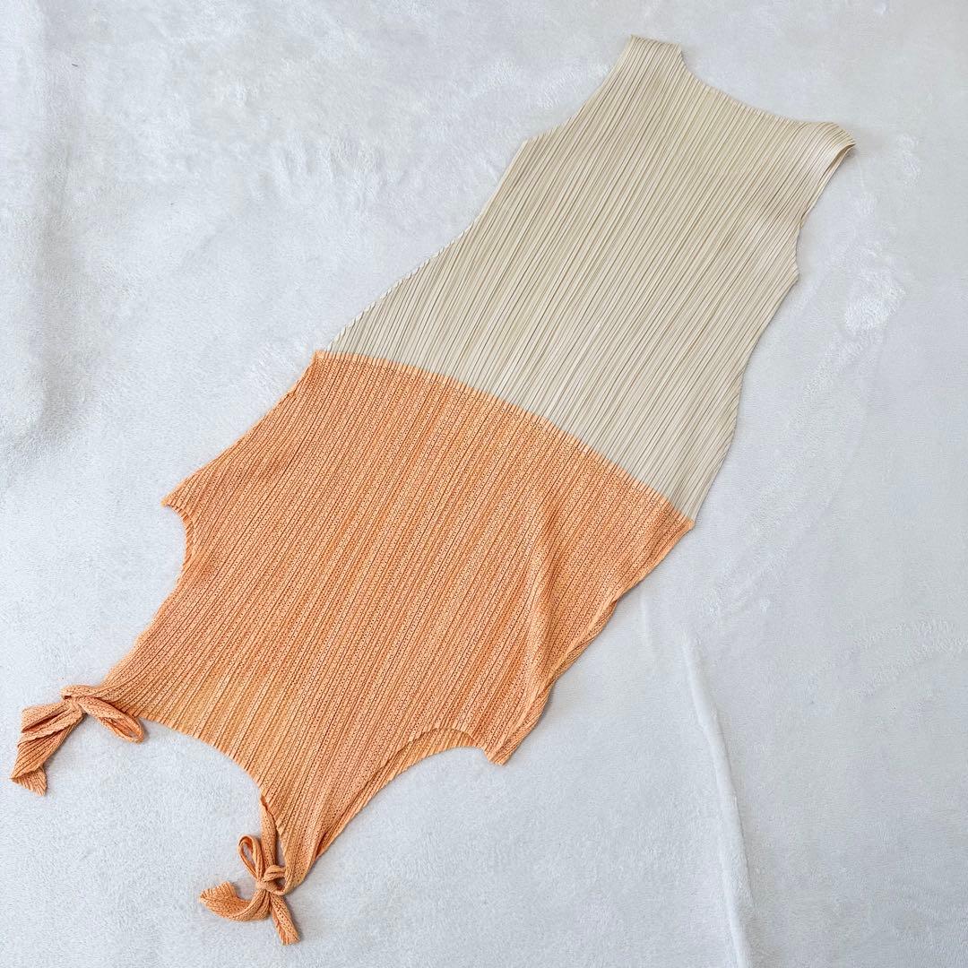 極美品✨PLEATS PLEASE 変形　チュニック　バイカラー　ノースリーブ