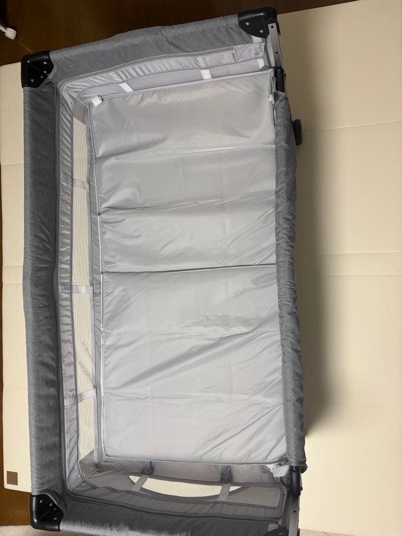 グレー 添い寝対応 ベビーベッド