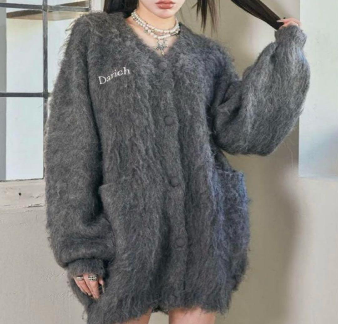 Darich グレー 長袖カーディガン　フラッフィーオーバープルオーバー