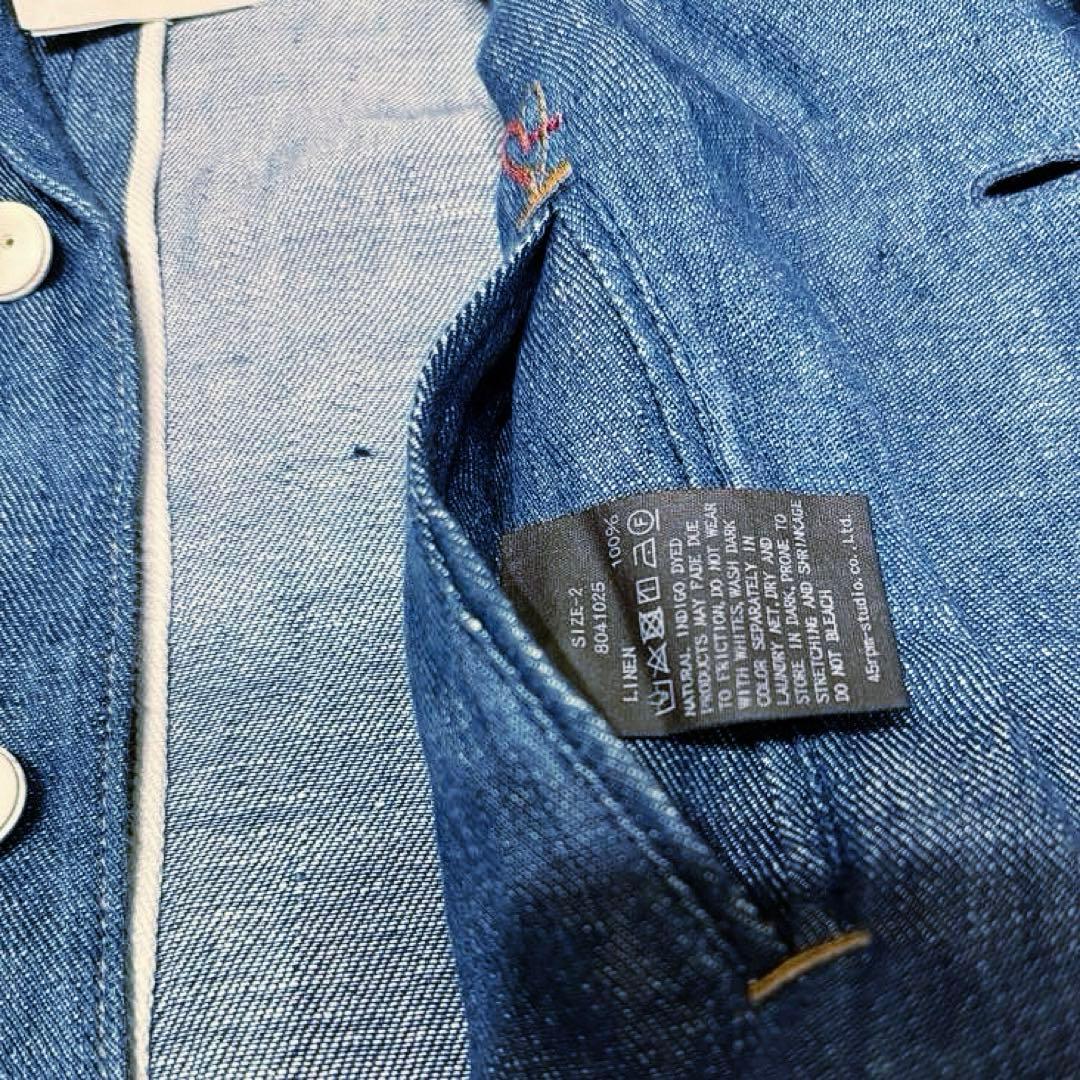 ⿻ 新品未使用 ⿻ 45R ベルギーリネンデニムジャケット SIZE2