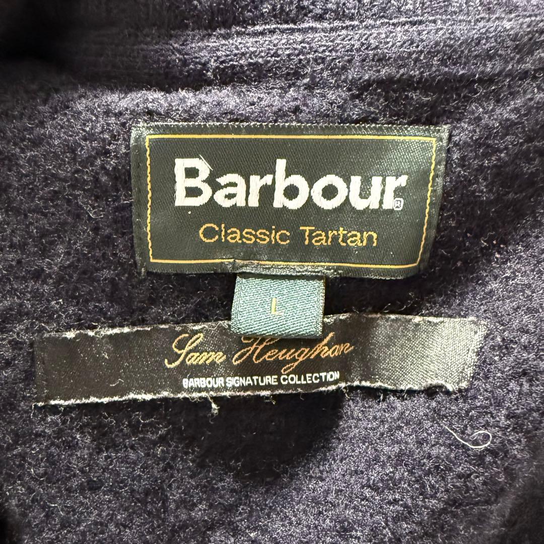 ⭐️希少⭐️バブアー Barbour ニット L アームパッチ チェック ウール 紺