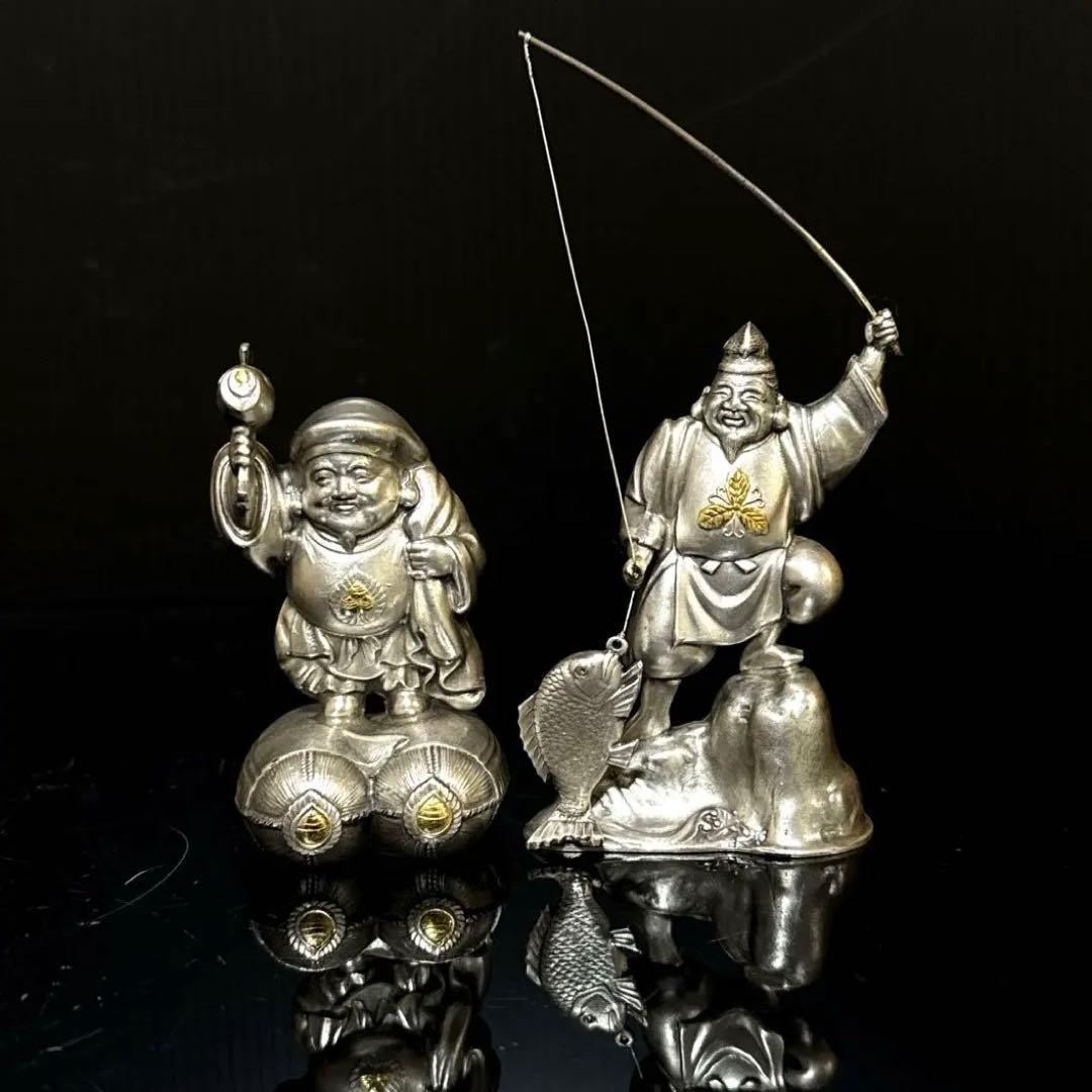 約153g 純銀 銀製 銀無垢 恵比寿大黒 置物