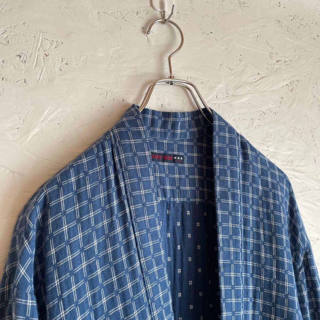 【GAIJIN MADE】法被 ハッピ 格子柄作務衣　ジャケット カーディガン