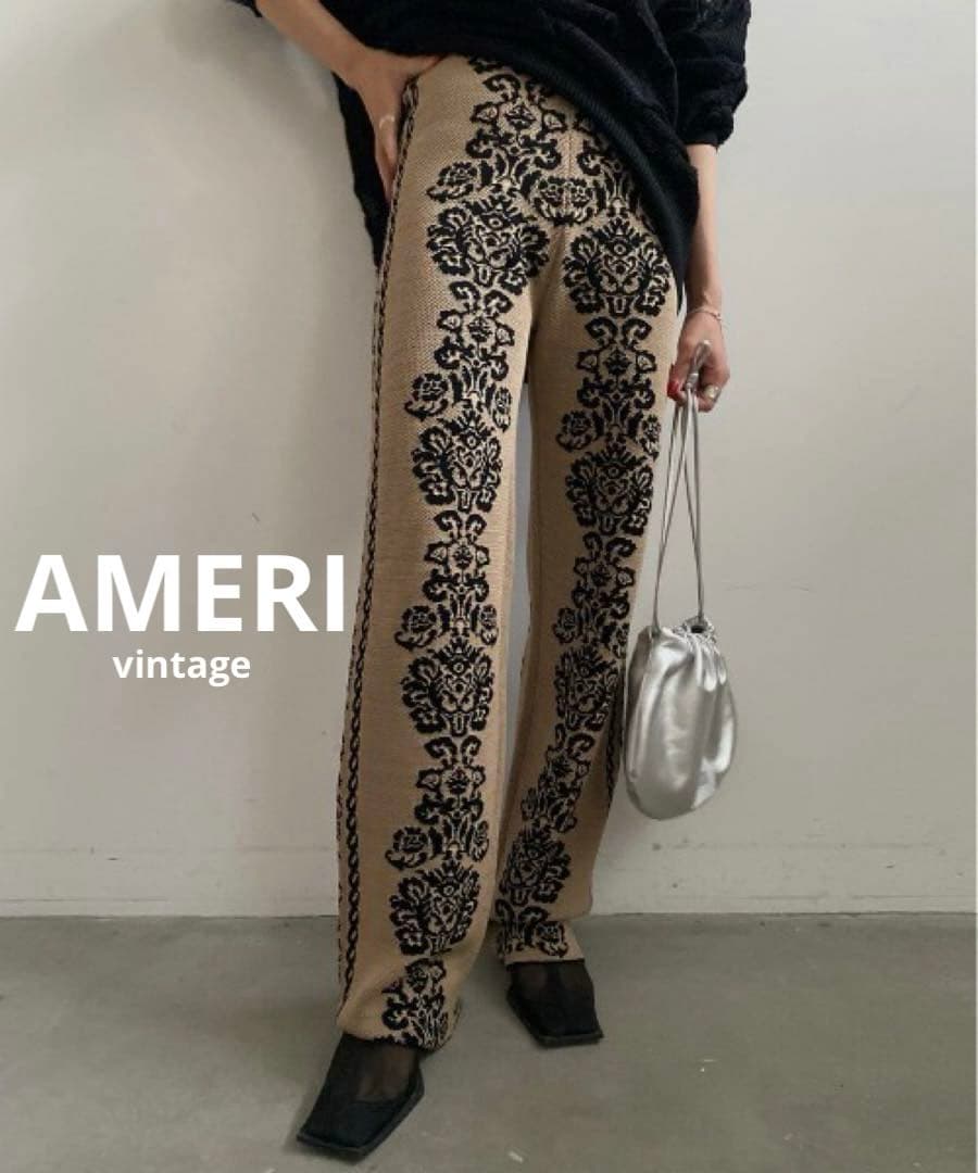 美品★ AMERI MEDI VINTAGE FLOWER KNIT PANTS