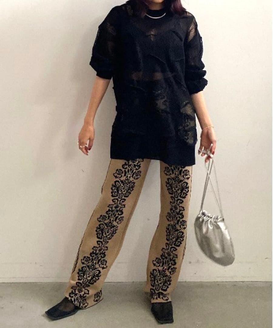 美品★ AMERI MEDI VINTAGE FLOWER KNIT PANTS