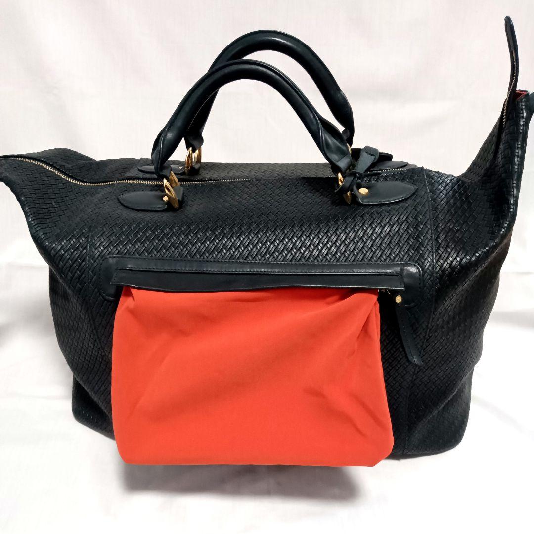 廃盤希少美品 フラソリティ 日本製 ボストンバッグ ショルダースト付き 紺色本革