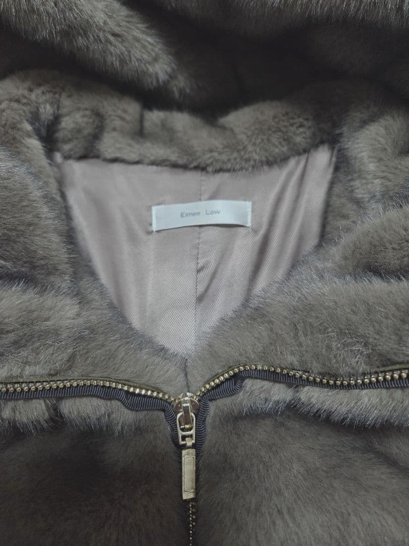 Eimee Law スタンドネックミンクファージャケットコート モカブラウン