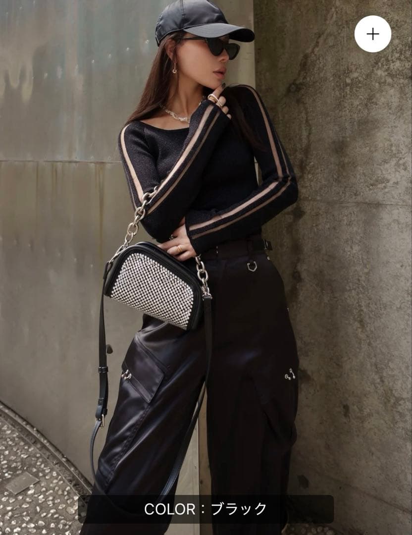 glam lips シアー DOUBLE ライン ラメニット ブラック　試着のみ