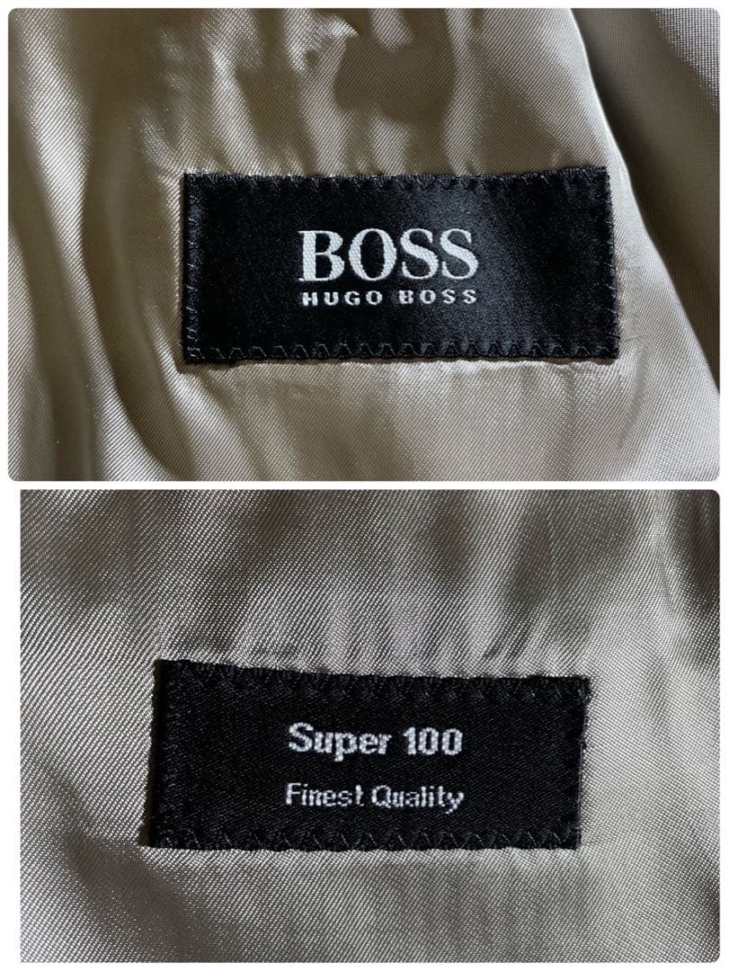 ヒューゴボス　スーツ　セットアップ　super100's ノーベント　グレージュ