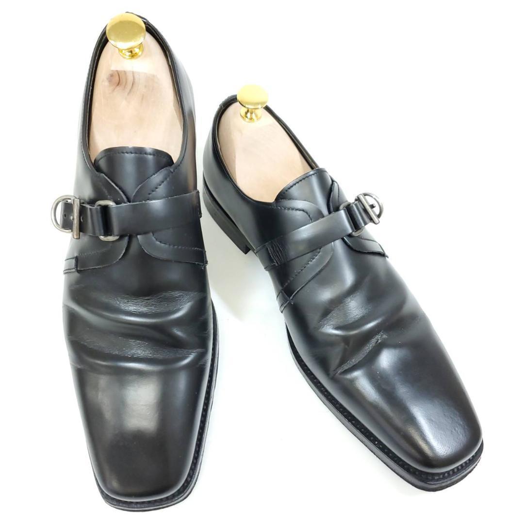 プラダ　激レア　ヴィンテージ　スクエアトゥ　モンクストラップ　美品　25.5cm