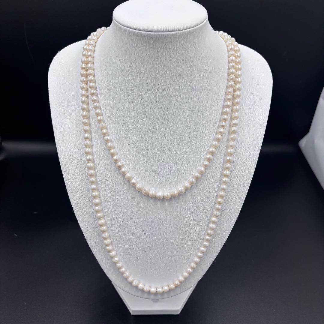 希少✨2連3連　約6.5mmあこや本真珠　120cmロングパールネックレス