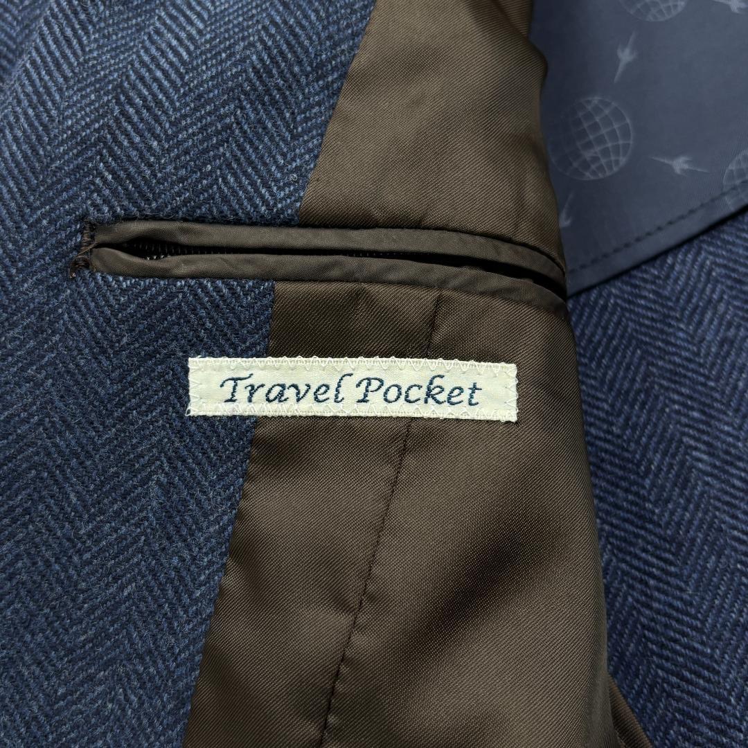 【美品・MOONヘリンボーン生地】トランスコンチネンツ/ジャケット/紺/L