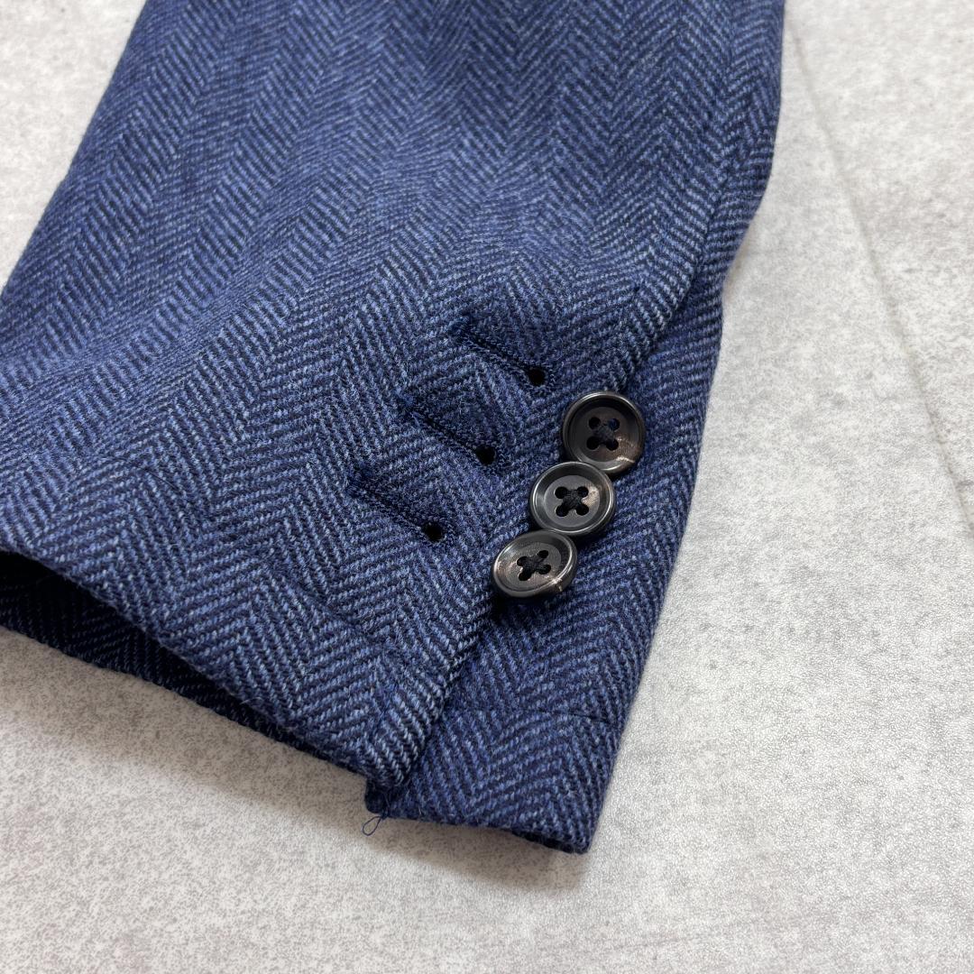 【美品・MOONヘリンボーン生地】トランスコンチネンツ/ジャケット/紺/L