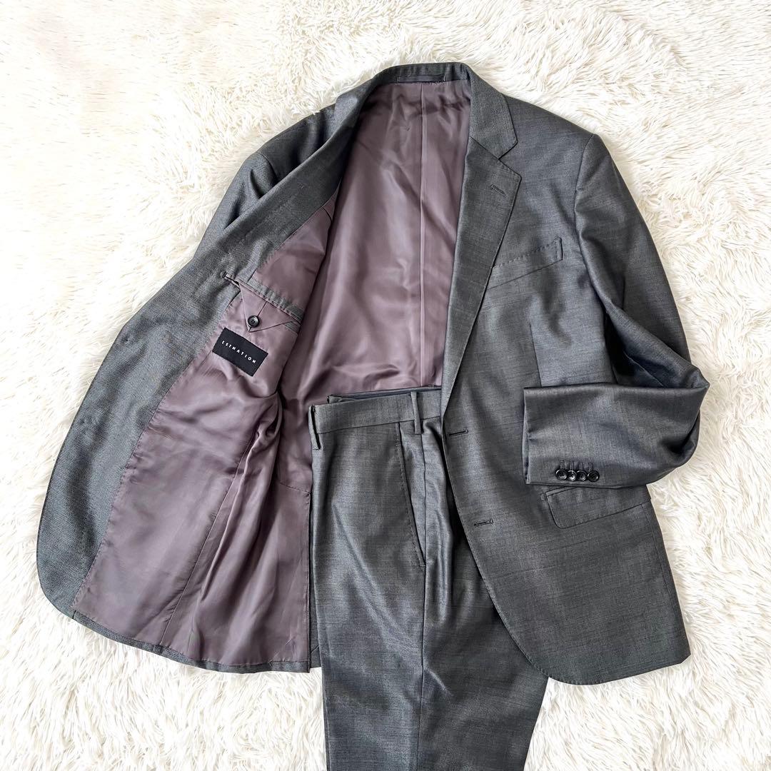 ESTNATION×PIACENZA 高級シルク混スーツ シルバー 50
