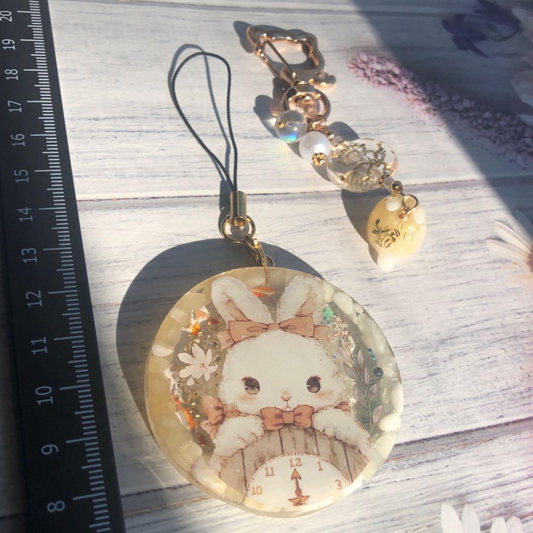 8/26、9点 兎 猫 チャーム オルゴナイト キーホルダー まとめ売り