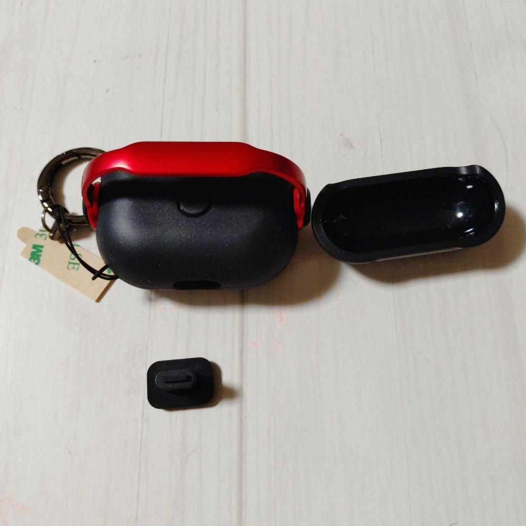 AirPods 3 ケース カバー 第3世代 カラビナ付き ブラック レッド