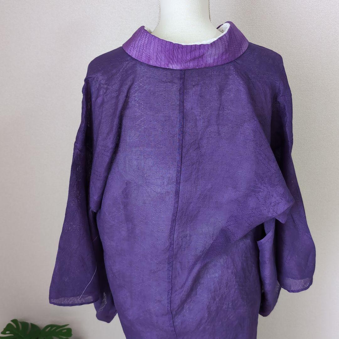 本麻　洗える長襦袢　桔梗色　カラー襦袢　リサイクル　管理ka3