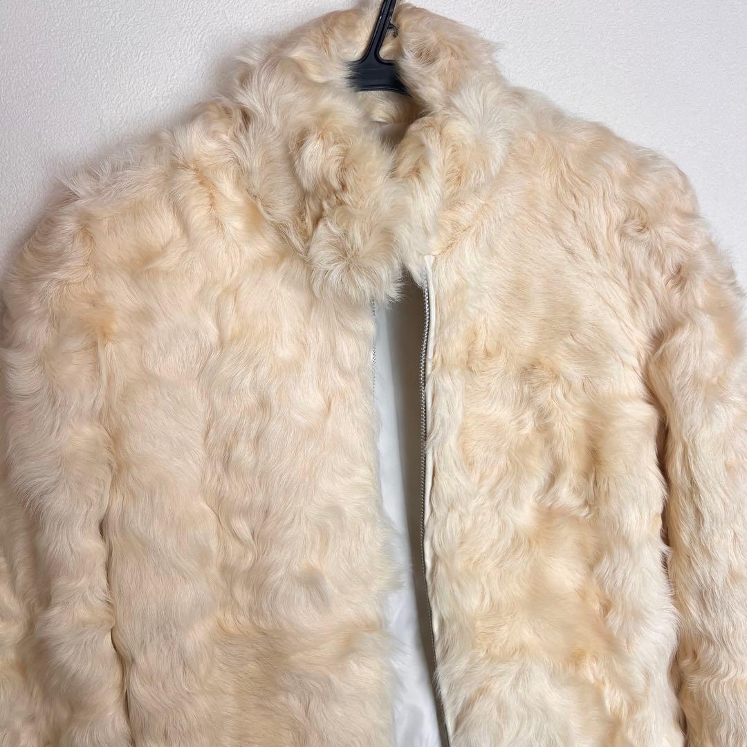 ピンクハウス ファージャケット ラムレザー ホワイト もこもこ Mサイズ