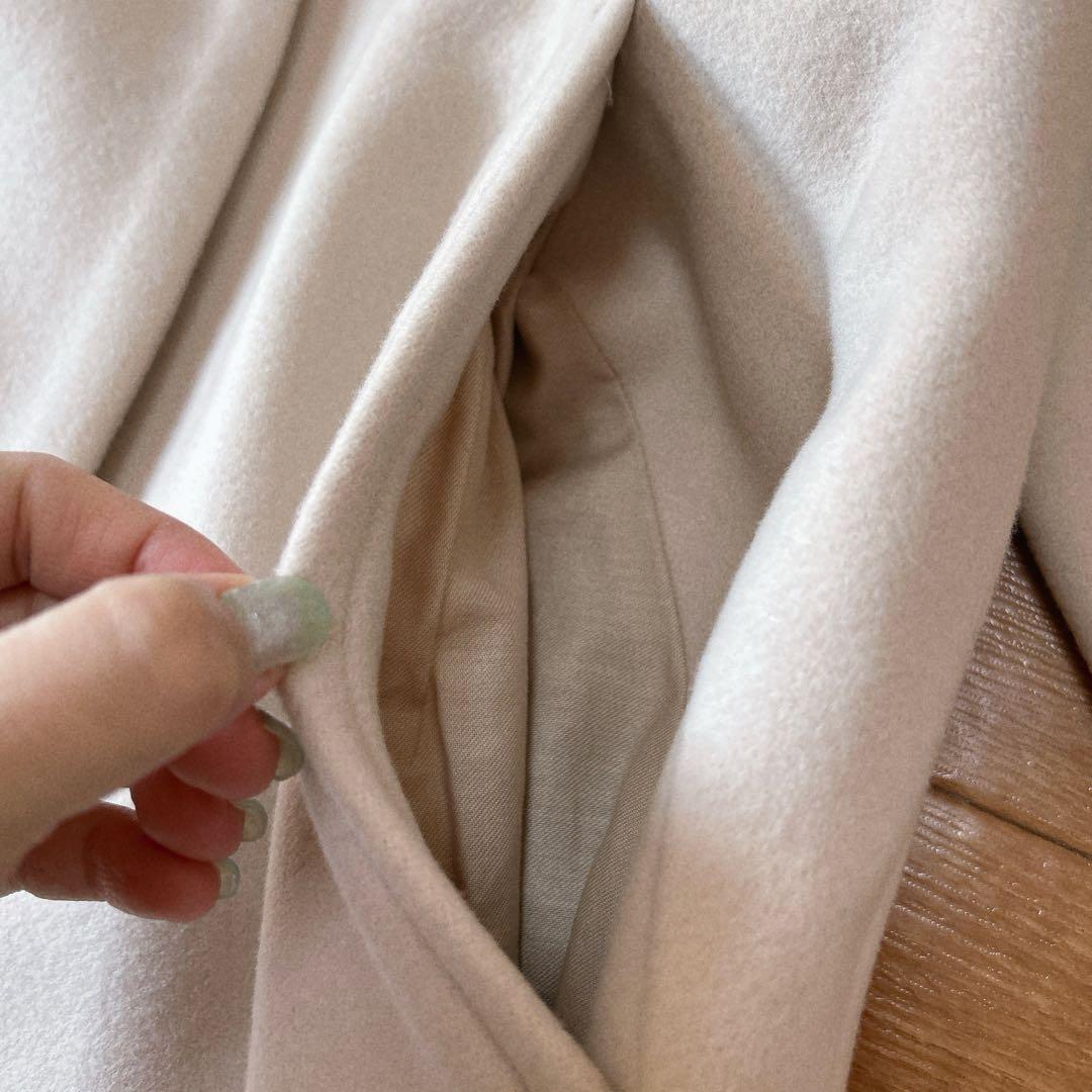 美品✨イエナ マンテコ ノーカラーウールコート ロングコート アイボリー 38