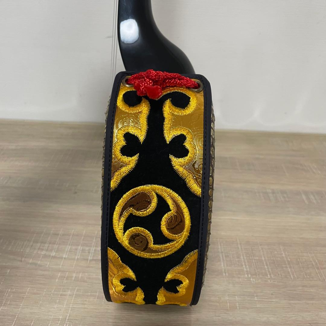 ★美品★ 沖縄三線 本蛇皮 三味線 胴巻き 和楽器　本蛇革