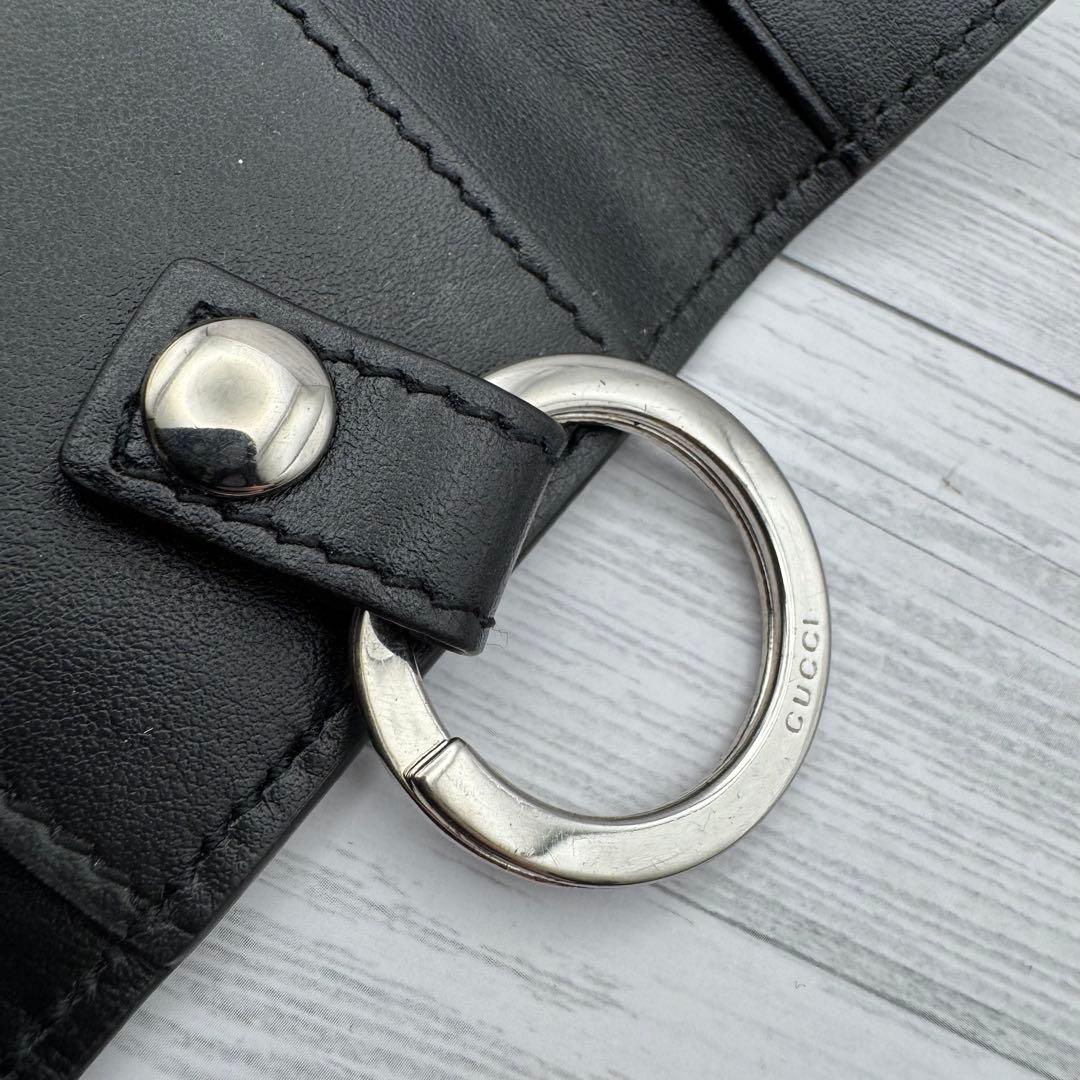 【極美品】GUCCI エンボス　GG 6連 キーケース キーリング ブラック