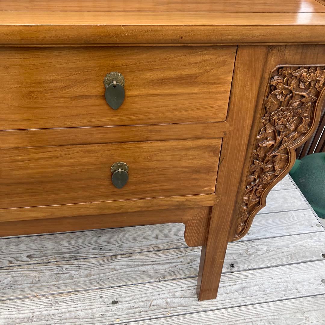 アンティーク デコア 木製 彫刻 サイドボード コンソールテーブル 北欧