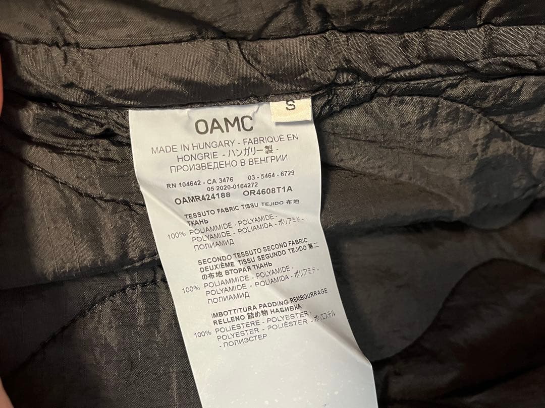 OAMC オーエーエムシー キルティングジャケット LINER ライナー S