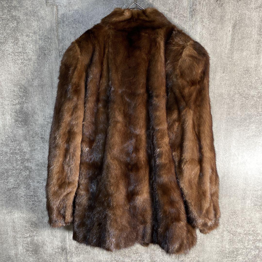 極上リアルファーコート ミンク調 美艶ブラウン 大人エレガント 高級アウター