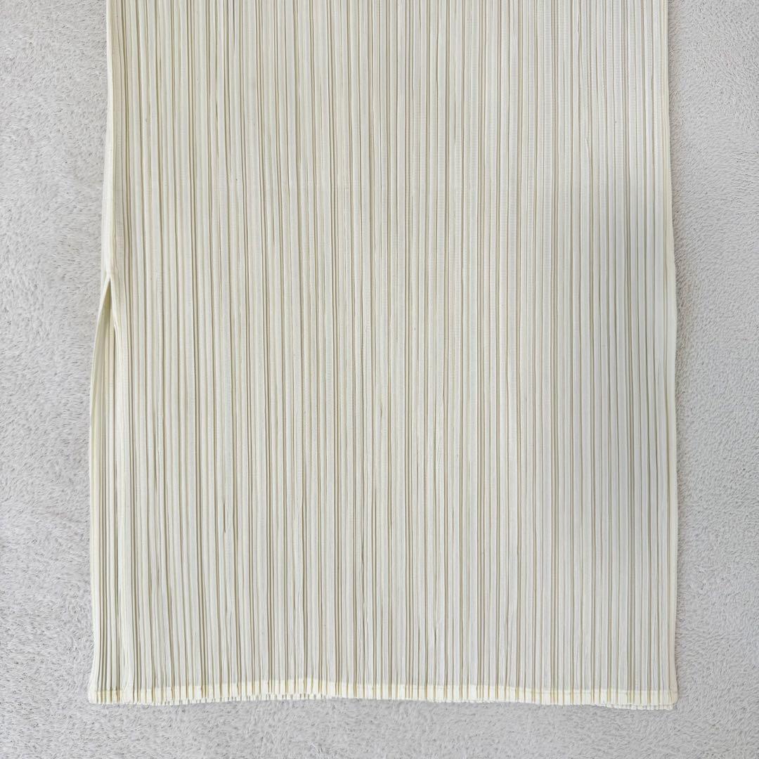 極美品✨PLEATS PLEASE チュニック　ホワイト　プリーツ　スリット