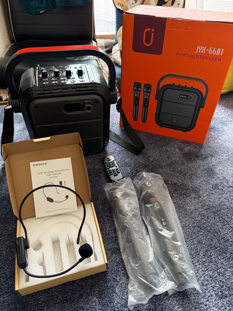 超美品！JY-66BT ポータブルスピーカー＋ワイヤレスマイク付き！音楽、会議等