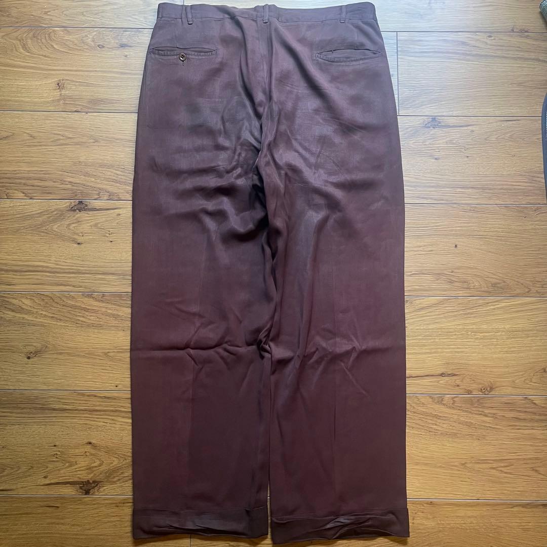 50s レーヨンギャバ スラックス ワイド ブラウン W36 L30