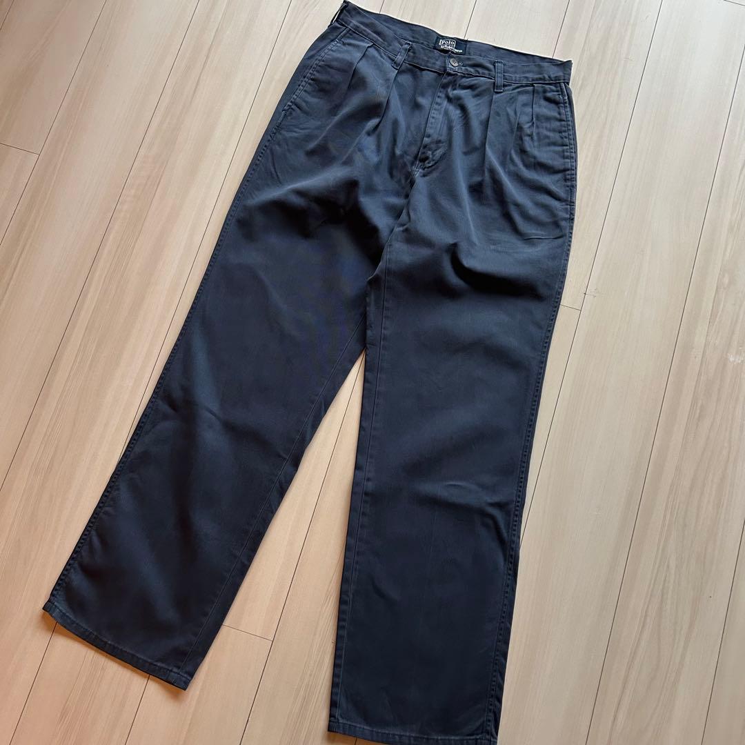 -90s ポロバイラルフローレン ポロチノ USA製 ネイビー 実寸32×31