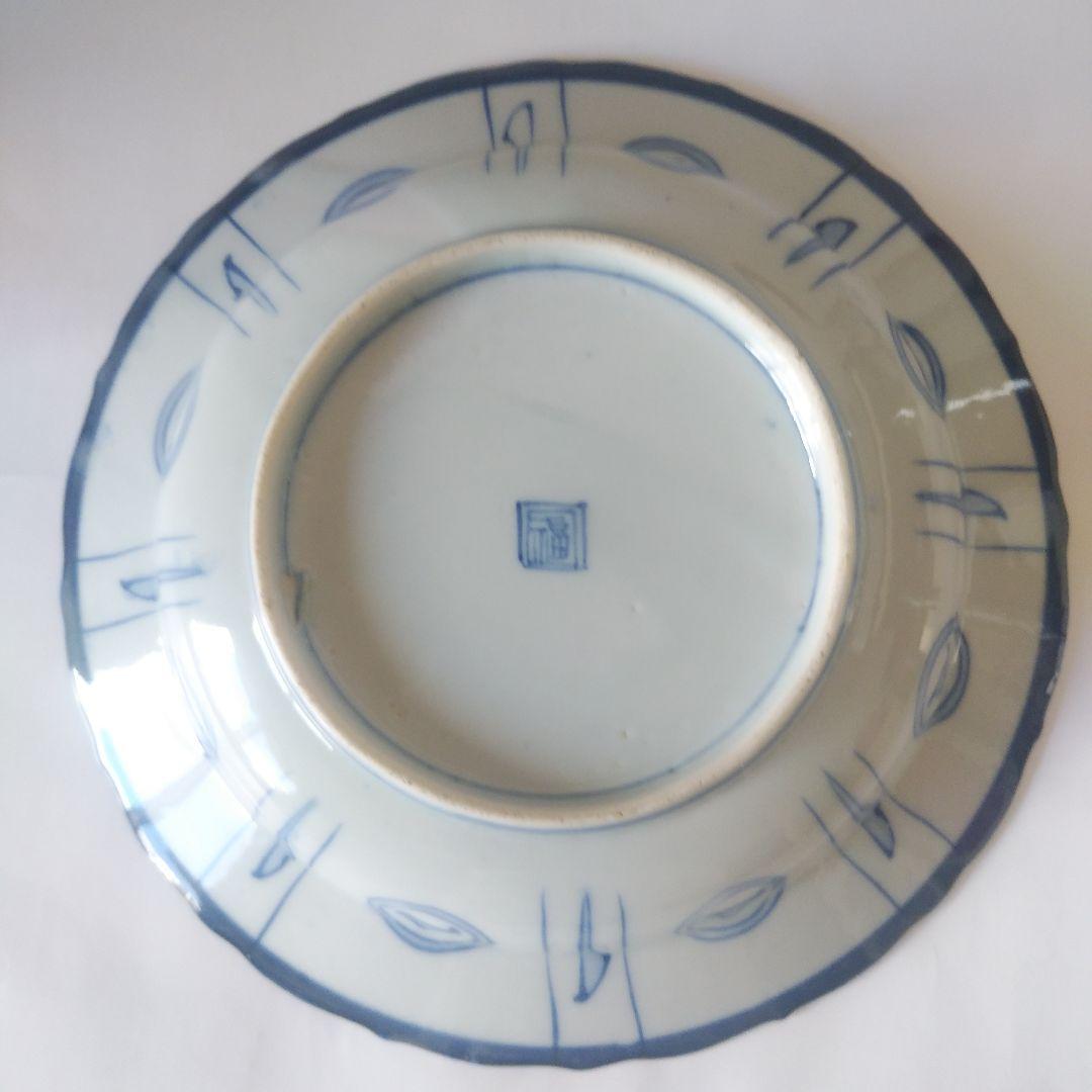 荒木さま専用 古伊万里 染付 芙蓉手 花虫文皿 二枚 まとめて