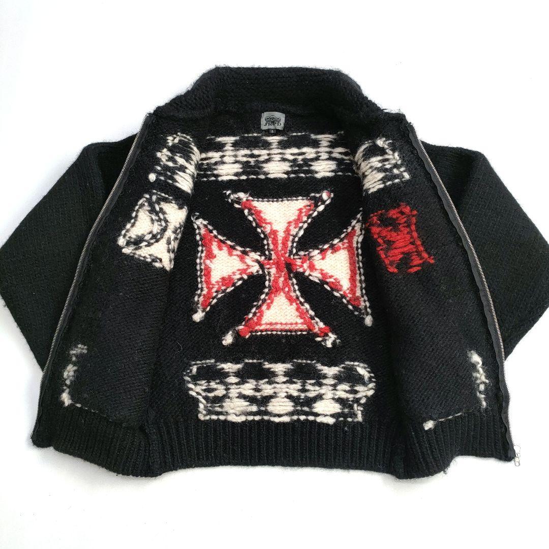 JKPD ジャンキーパラダイス カウチンニット スカル柄 肉厚 クロスデザイン