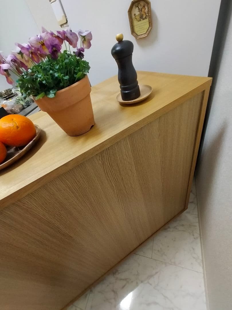 【お値下】無印 タモ材 キャビネット 脚付き