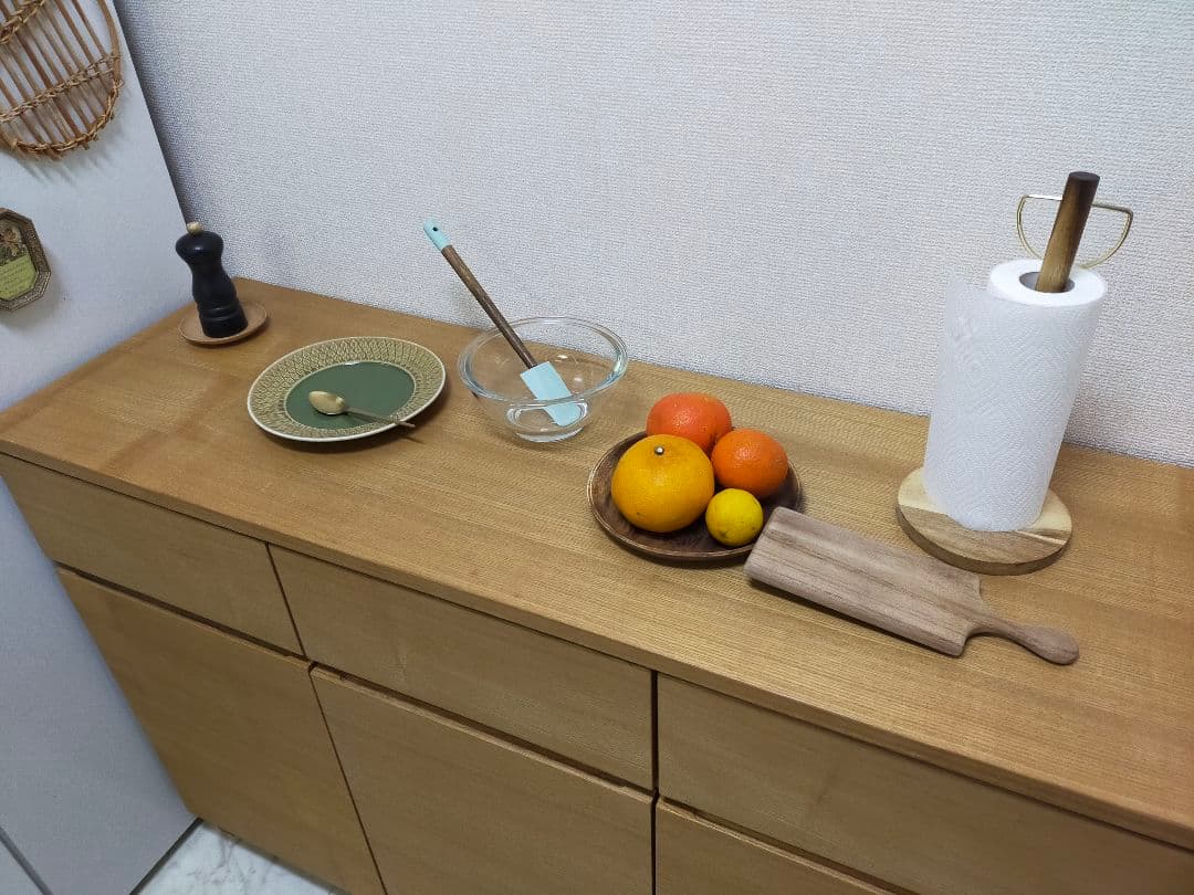 【お値下】無印 タモ材 キャビネット 脚付き