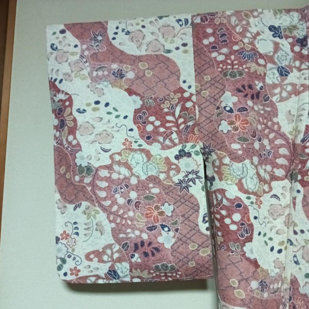 小紋着物　新品未使用　袷　辻ヶ花柄